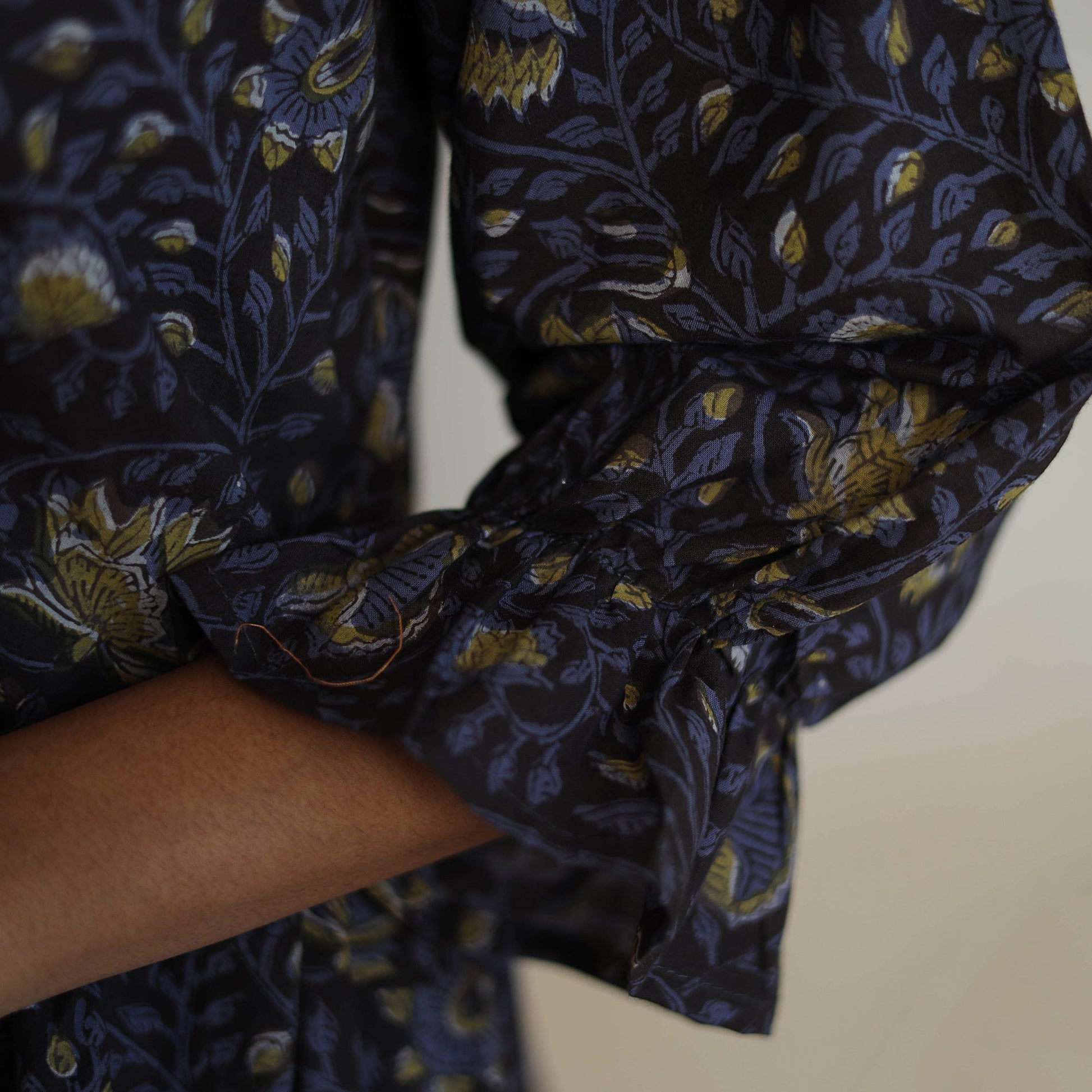 Black - Block Printed Cotton Flare Jahota Dress 09