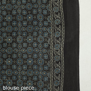 Black - Block Printed Cotton Ajrakh Saree