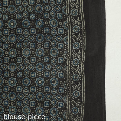 Black - Block Printed Cotton Ajrakh Saree