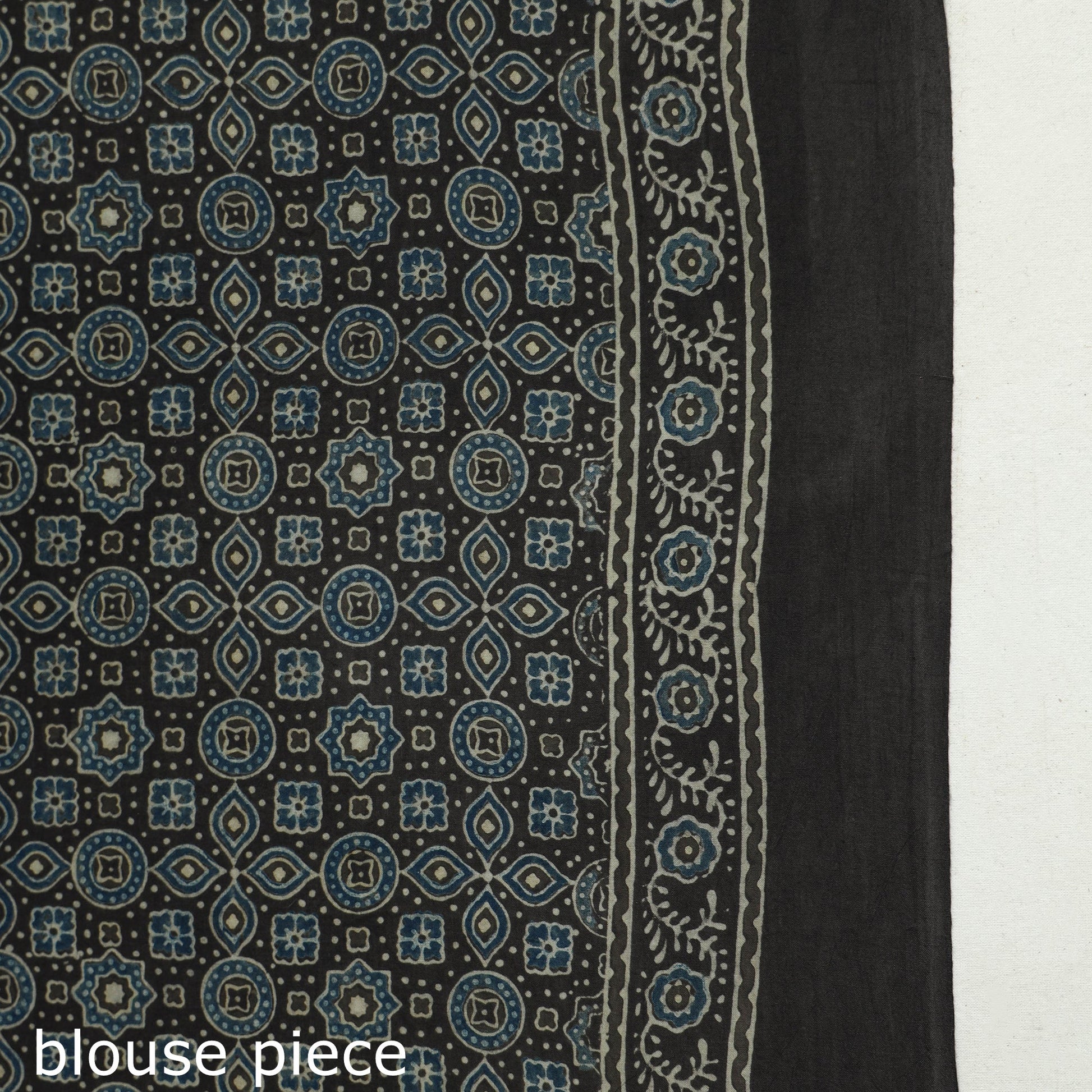 Black - Block Printed Cotton Ajrakh Saree
