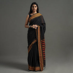 Black - Begampuri Handloom Cotton Saree