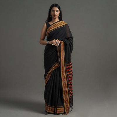 Black - Begampuri Handloom Cotton Saree