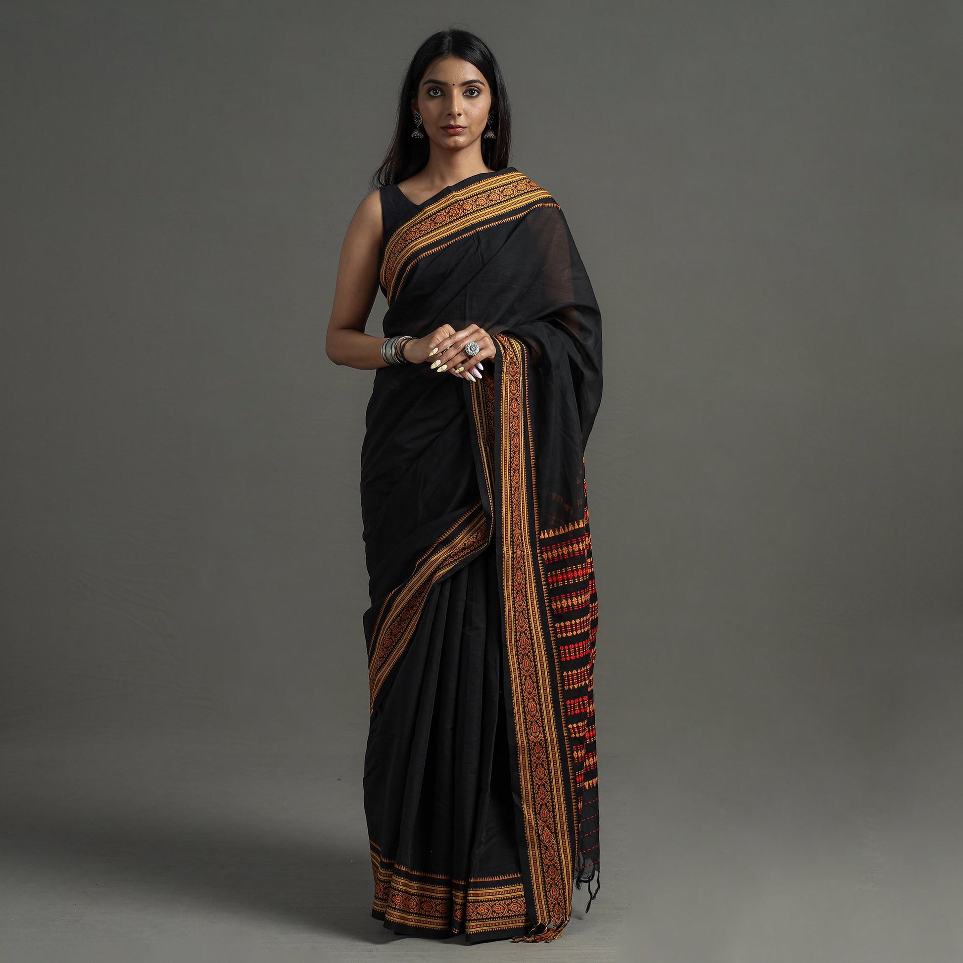Black - Begampuri Handloom Cotton Saree