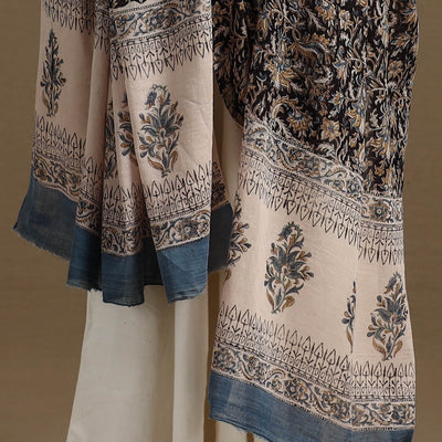 Black - Block Print Mul Cotton Bagru Dupatta 22