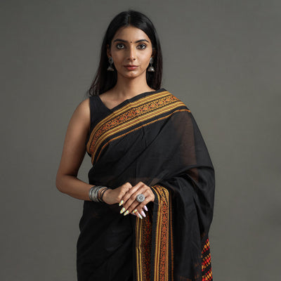 Black - Begampuri Handloom Cotton Saree