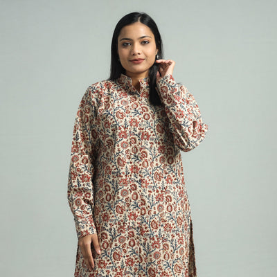 Beige - Pedana Kalamkari Block Printed Cotton Co-Ord Set