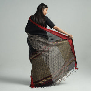 Black - Handloom Cotton Phulia Bengal Jamdani Saree