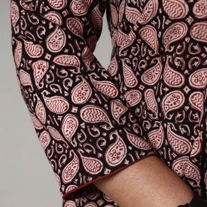 Black - Block Print Cotton A-Line Bagh Kurta