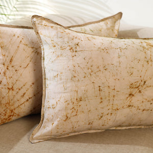 Beige - Set of 2 Hand Batik Print Cotton Pillow Covers 11