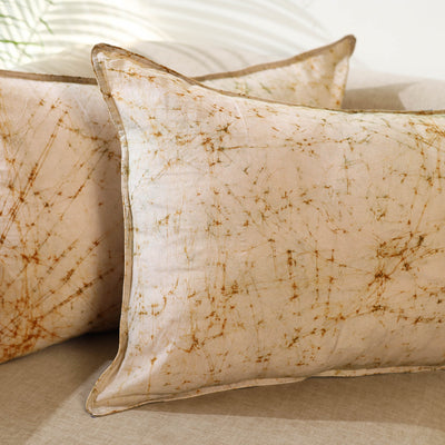 Beige - Set of 2 Hand Batik Print Cotton Pillow Covers 11