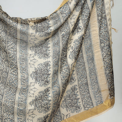 Black - Original Pedana Kalamkari Block Print Silk Saree