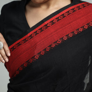 Black - Handloom Cotton Phulia Bengal Jamdani Saree
