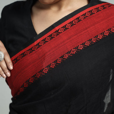 Black - Handloom Cotton Phulia Bengal Jamdani Saree