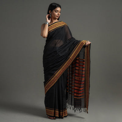 Black - Begampuri Handloom Cotton Saree