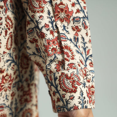 Beige - Pedana Kalamkari Block Printed Cotton Co-Ord Set