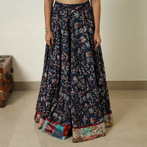 Blue - Hand Block Printed Cotton Long Bagru Skirt 12