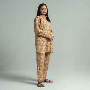 Beige - Pedana Kalamkari Block Printed Cotton Co-Ord Set