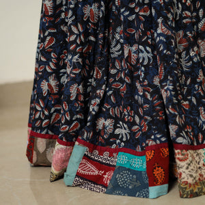 Blue - Hand Block Printed Cotton Long Bagru Skirt 12