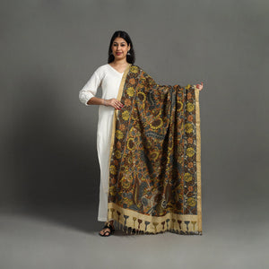 Brown - Mangalagiri Cotton Handpainted Pen Work Kalamkari Dupatta 23