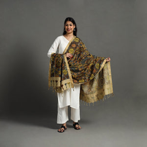 Brown - Mangalagiri Cotton Handpainted Pen Work Kalamkari Dupatta 23