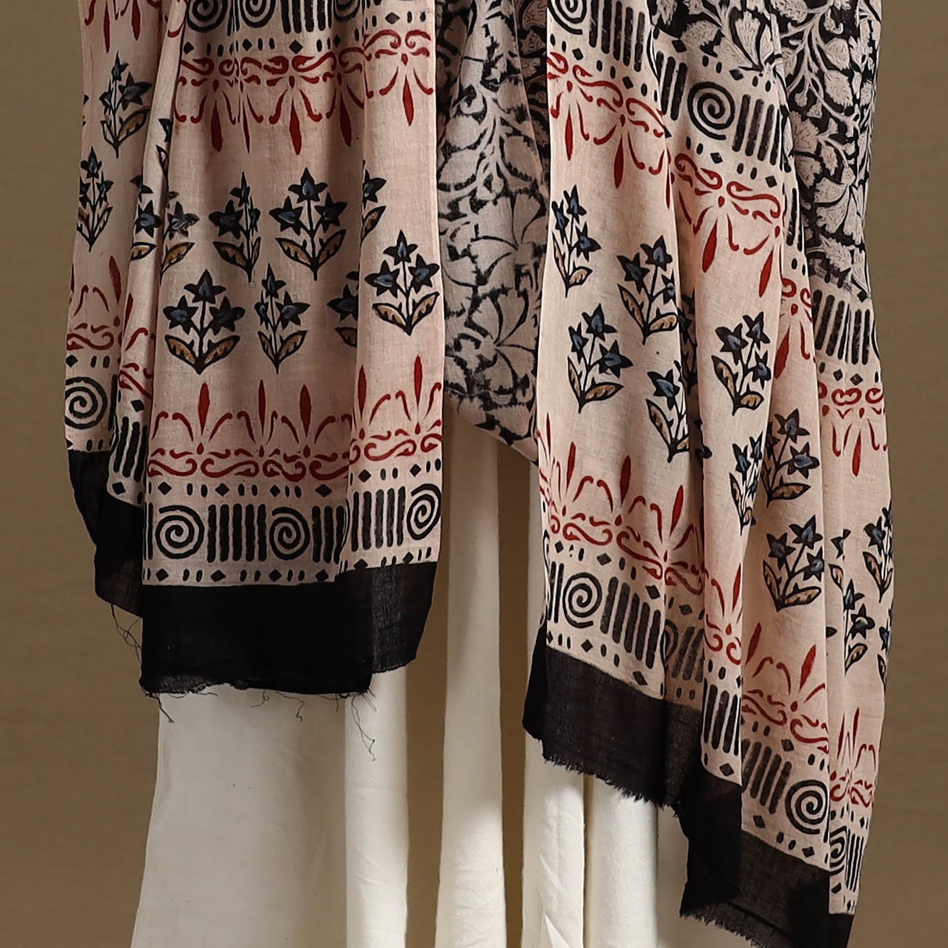 Black - Block Print Mul Cotton Bagru Dupatta 25
