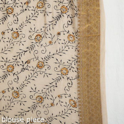 Brown - Original Pedana Kalamkari Block Print Silk Saree