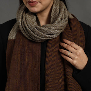 Brown - Handcrafted Patchwork Woollen Stole 12