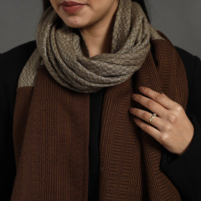 Brown - Handcrafted Patchwork Woollen Stole 12