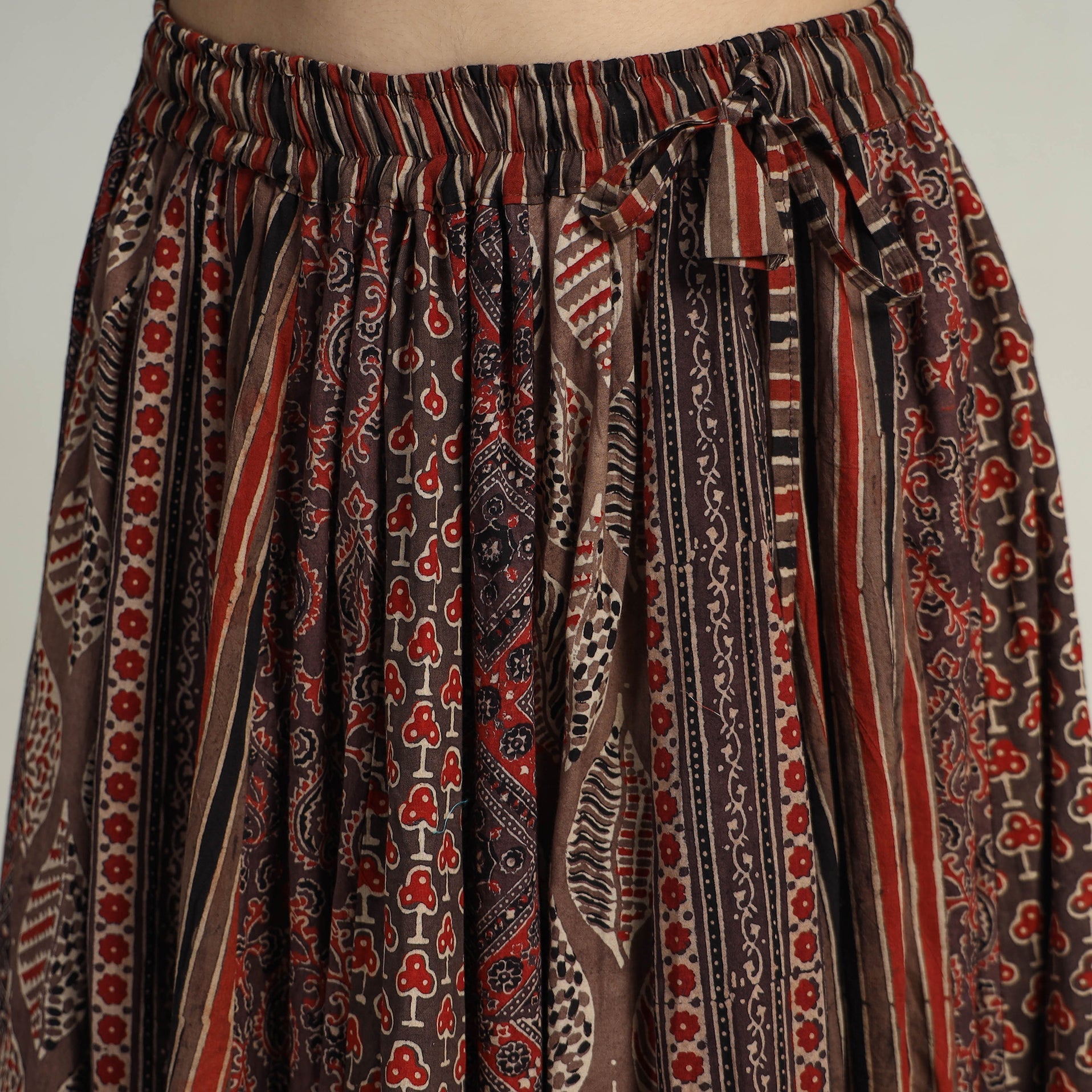 Brown - Kutch Block Printed 24 Kali Cotton Long Skirt 29