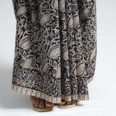 Black - Pedana Block Print Cotton Kalamkari Saree