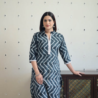 Black - Tie & Dye Cotton Straight Shibori Kurta 11