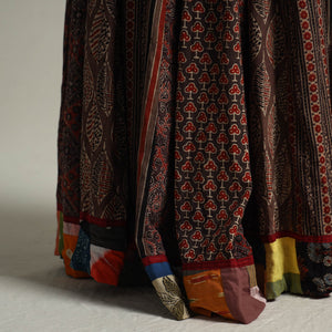 Brown - Kutch Block Printed 24 Kali Cotton Long Skirt 29