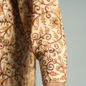 Beige - Pedana Kalamkari Block Printed Cotton Co-Ord Set