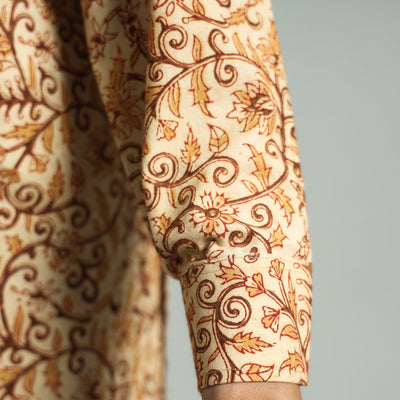 Beige - Pedana Kalamkari Block Printed Cotton Co-Ord Set