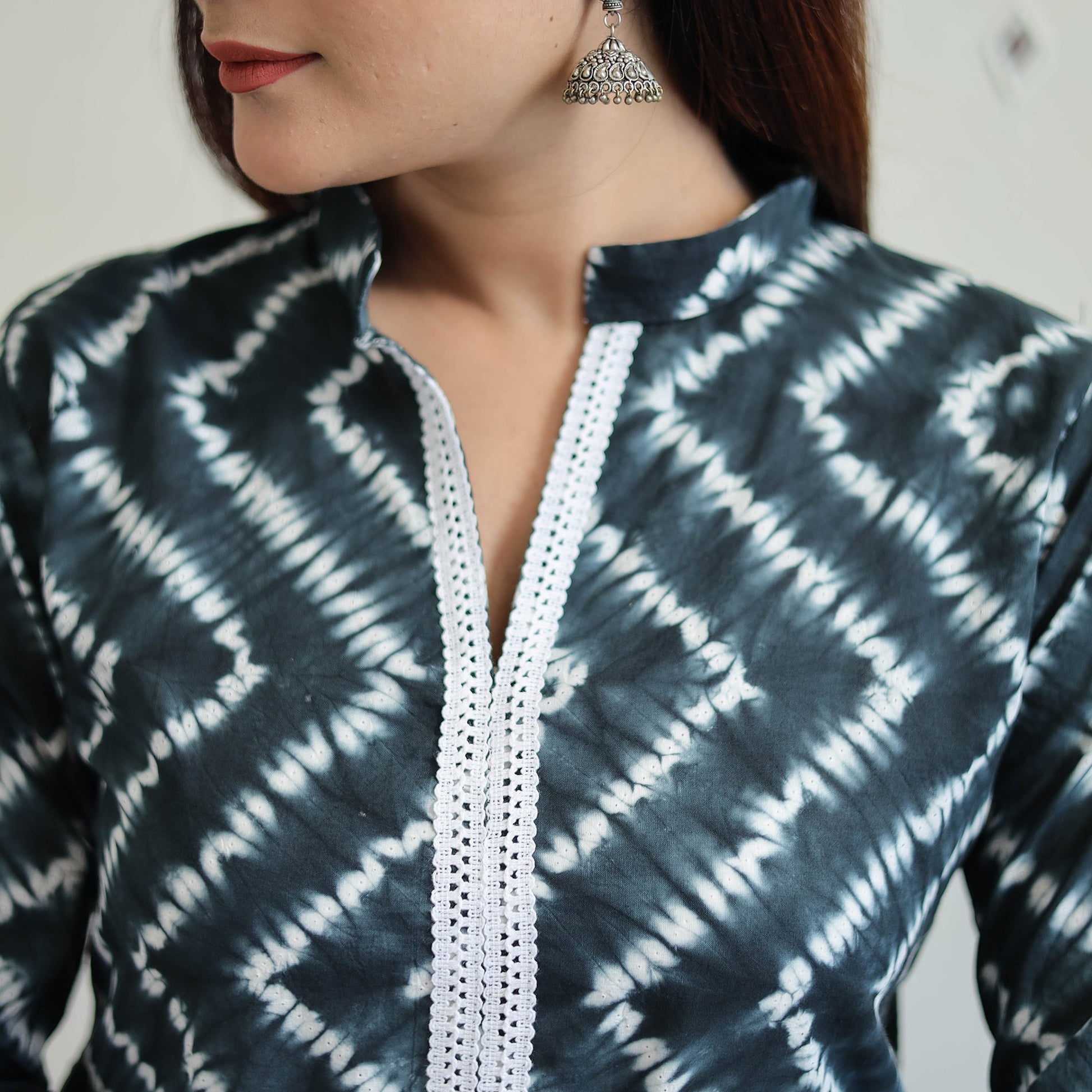 Black - Tie & Dye Cotton Straight Shibori Kurta 11