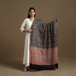 Black - Block Print Mul Cotton Bagru Dupatta 27