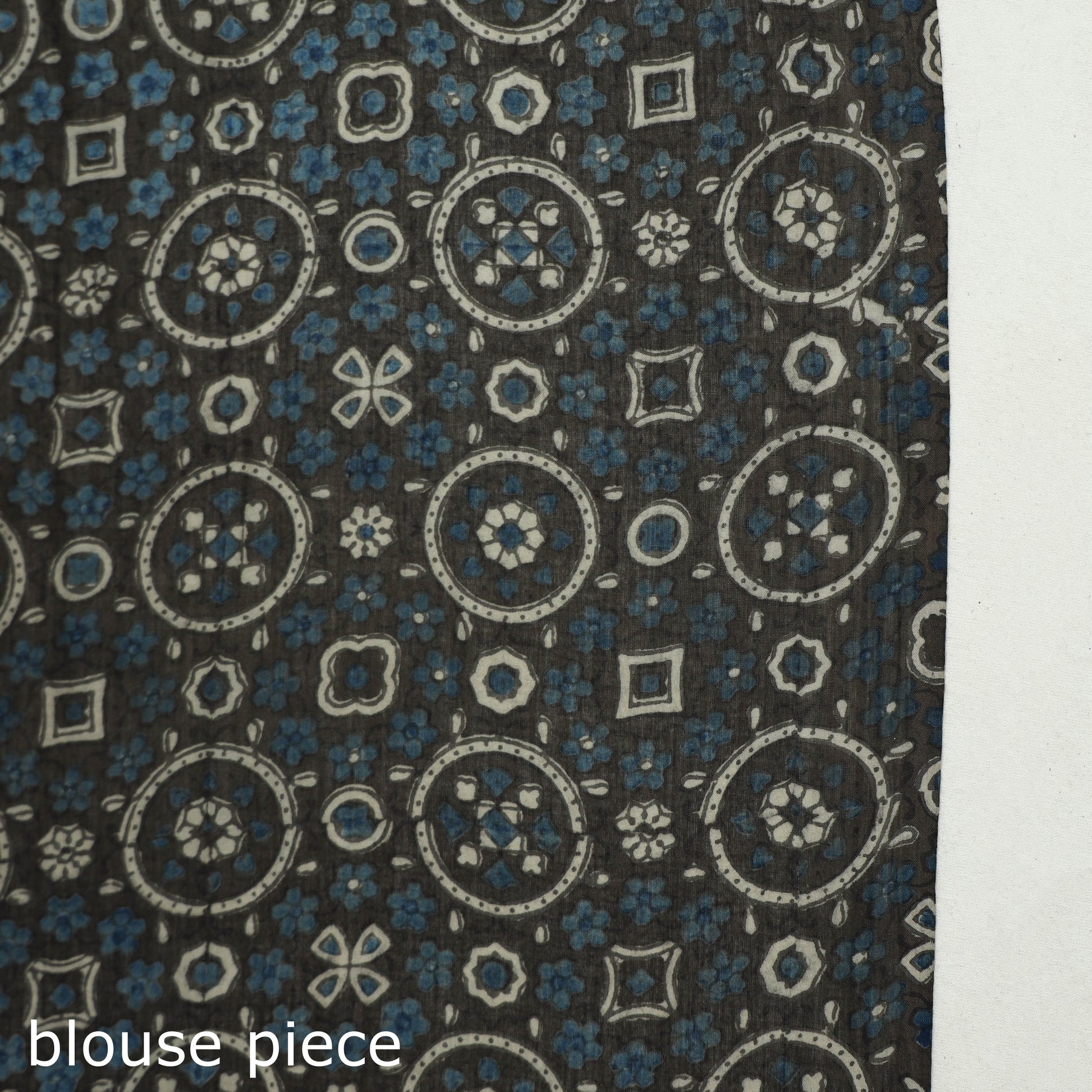 Brown - Block Printed Mul Cotton Ajrakh Saree