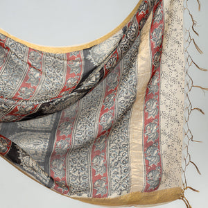 Black - Original Pedana Kalamkari Block Print Silk Saree