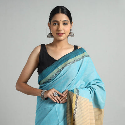 Blue - Chitrika Pure Handloom Dobby Cotton Saree