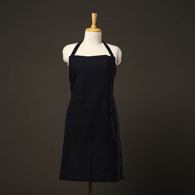 Black - Jhiri Handloom Cotton Apron with Pocket 22