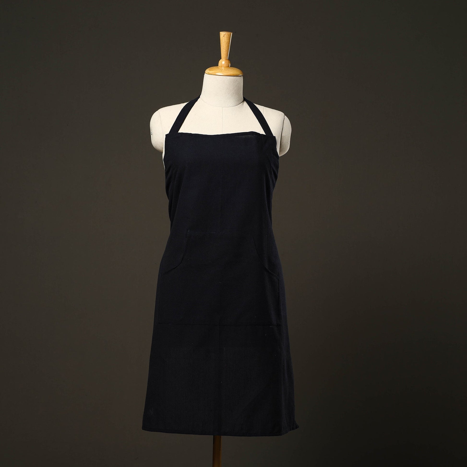 Black - Jhiri Handloom Cotton Apron with Pocket 22