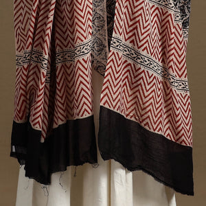 Black - Block Print Mul Cotton Bagru Dupatta 27