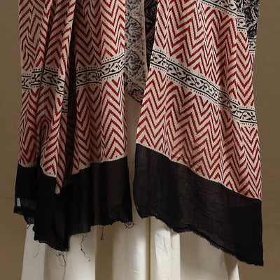 Black - Block Print Mul Cotton Bagru Dupatta 27