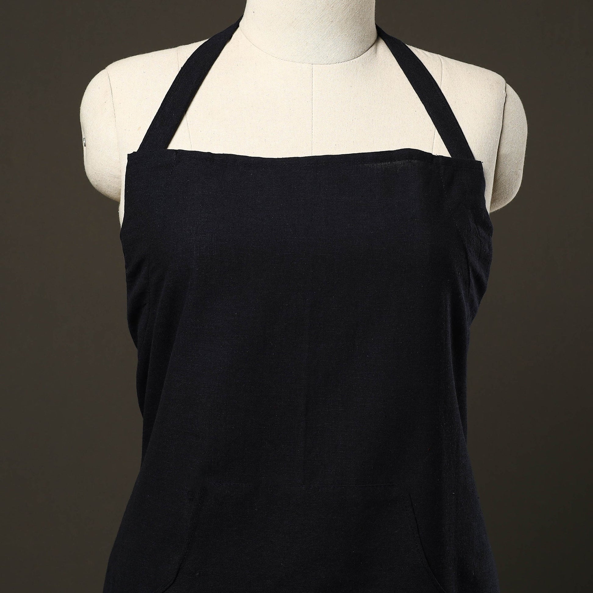 Black - Jhiri Handloom Cotton Apron with Pocket 22