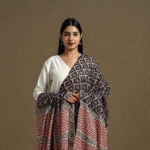 Black - Block Print Mul Cotton Bagru Dupatta 27