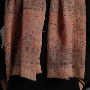 Brown - Block Print Pedana Kalamkari Wool Stole