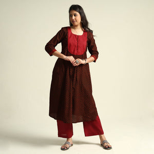 Black - Bagh Block Printed Cotton Kurta with Palazzo Set