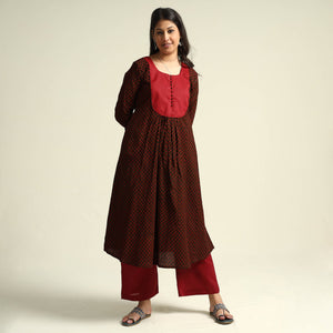 Black - Bagh Block Printed Cotton Kurta with Palazzo Set