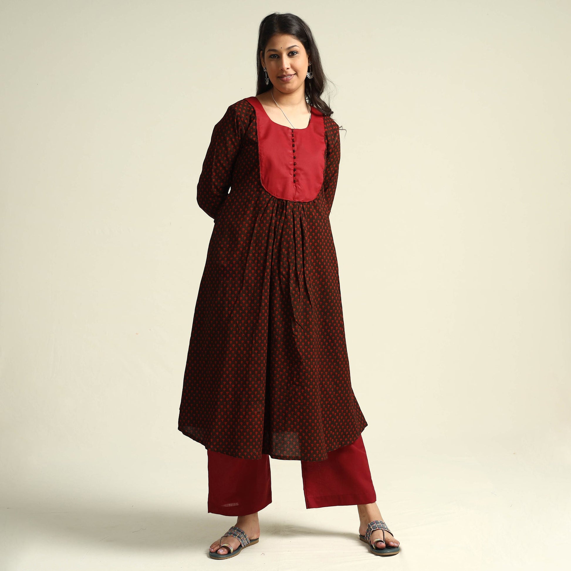Black - Bagh Block Printed Cotton Kurta with Palazzo Set