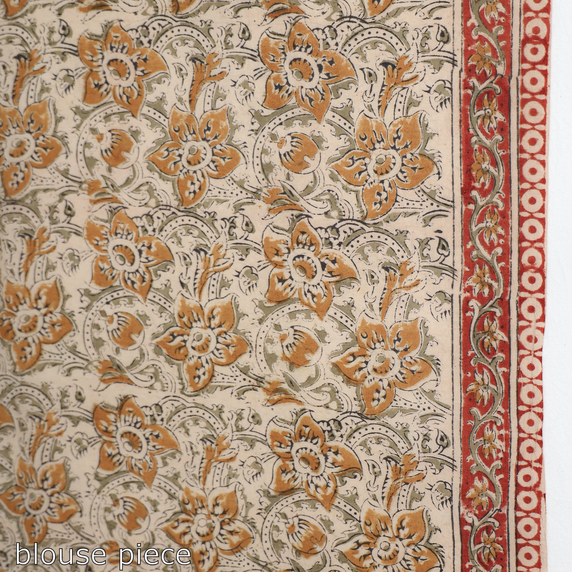 Brown - Pedana Block Print Cotton Kalamkari Saree